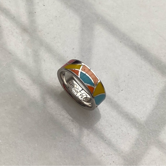 Colorful Geometric Silver Ring - Picture 2 of 5